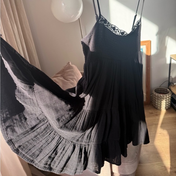 Lace Chiffon Mini Dress Black Zara M NWT - Picture 7 of 12